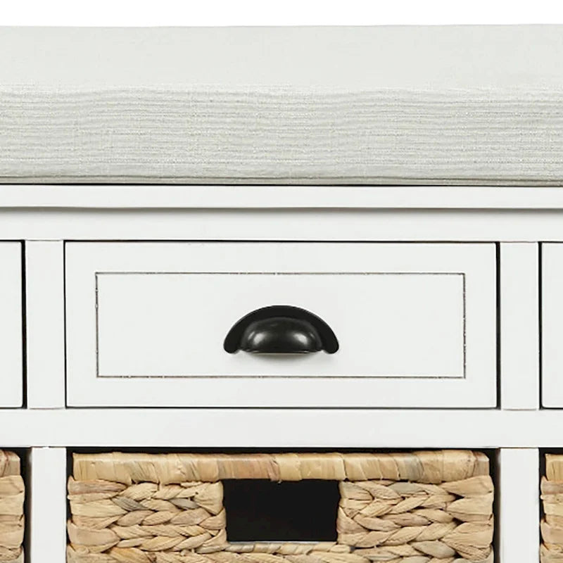 Farmhouse Style Storage Bench with Removable Seat Cushion