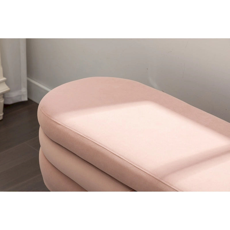 Velvet Fabric Storage Bench with Wood Legs