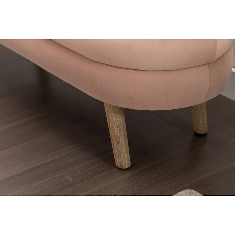 Velvet Fabric Storage Bench with Wood Legs