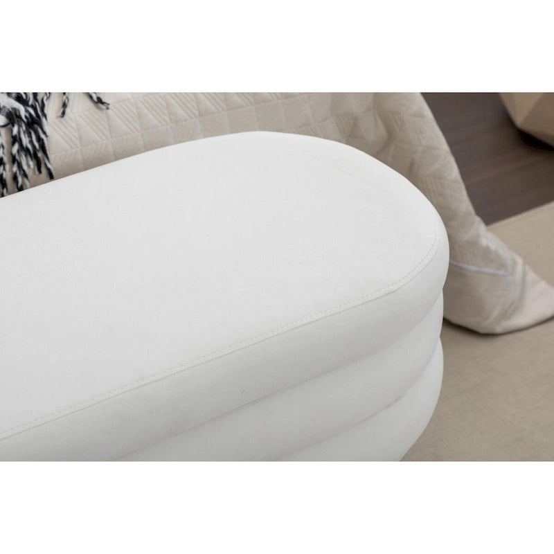 Velvet Fabric Storage Bench with Wood Legs