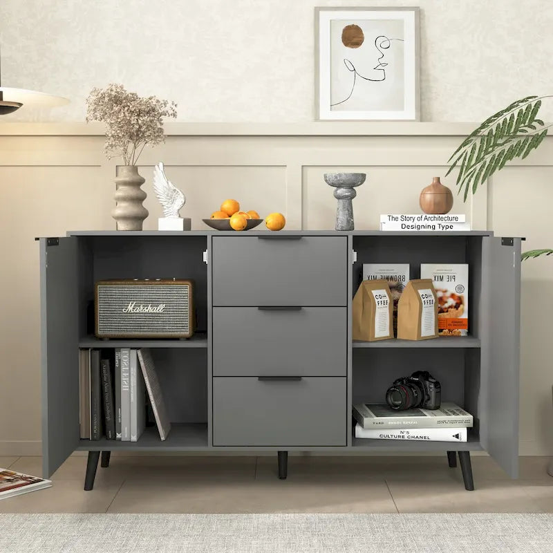 Sideboard Buffet Cabinet with Storage, 47.2" Kitchen Cabinet with 3 Drawers & 2 Doors
