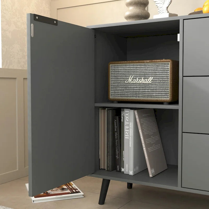 Sideboard-Buffetschrank mit Stauraum, 47.2" Küchenschrank mit 3 Schubladen und 2 Türen