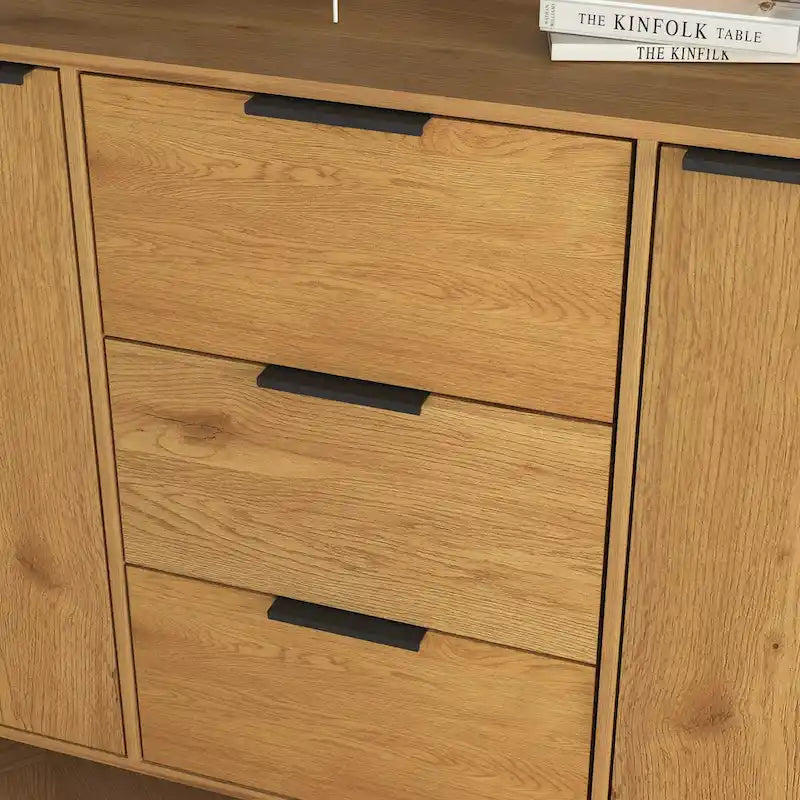 Sideboard-Buffetschrank mit Stauraum, 47.2" Küchenschrank mit 3 Schubladen und 2 Türen