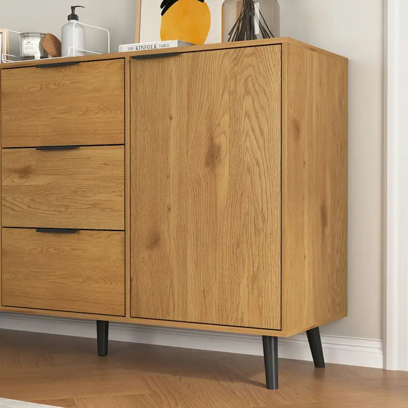 Sideboard-Buffetschrank mit Stauraum, 47.2" Küchenschrank mit 3 Schubladen und 2 Türen