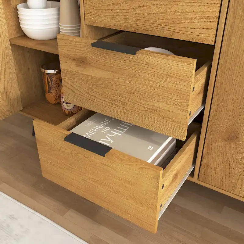 Sideboard-Buffetschrank mit Stauraum, 47.2" Küchenschrank mit 3 Schubladen und 2 Türen