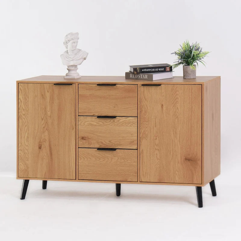 Sideboard-Buffetschrank mit Stauraum, 47.2" Küchenschrank mit 3 Schubladen und 2 Türen