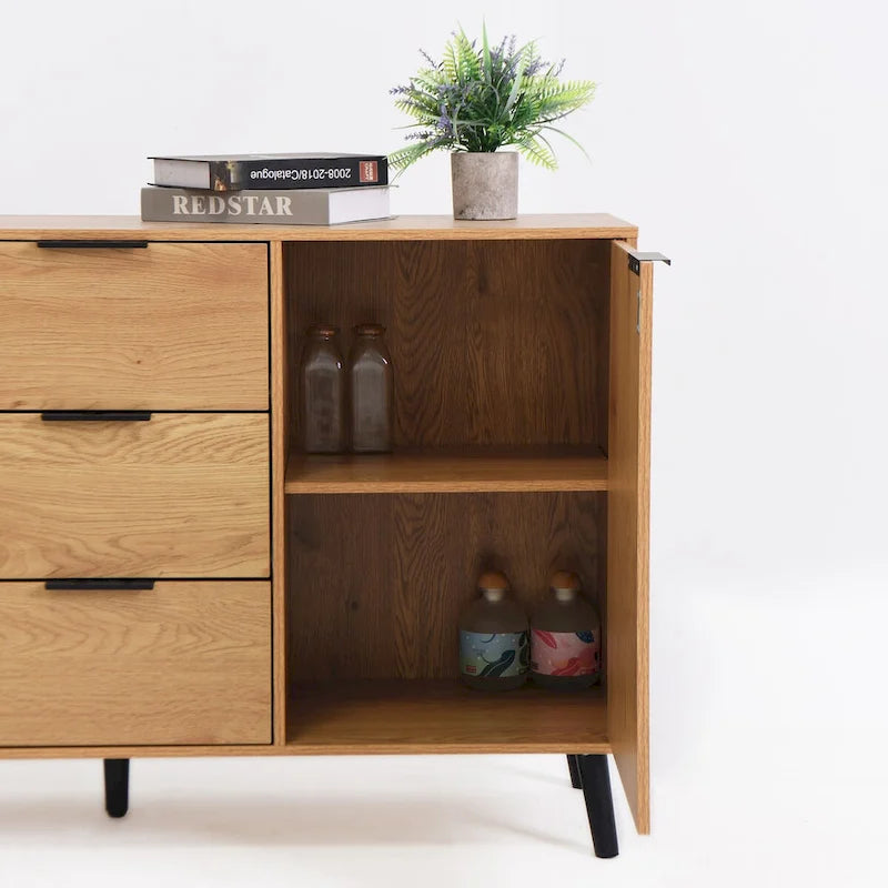 Sideboard-Buffetschrank mit Stauraum, 47.2" Küchenschrank mit 3 Schubladen und 2 Türen