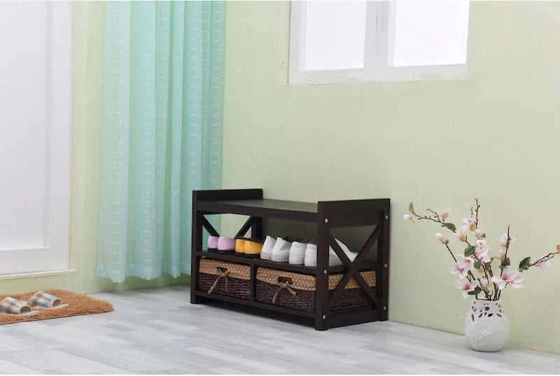 Harmony Solid Wood Entryway Storage Bench