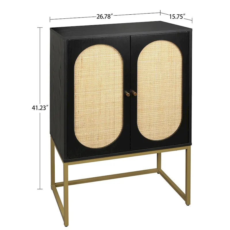 2-Door High Cabinet with Adjustable Shelf, Free Standing Storage Cabinet for Living Room Bedroom