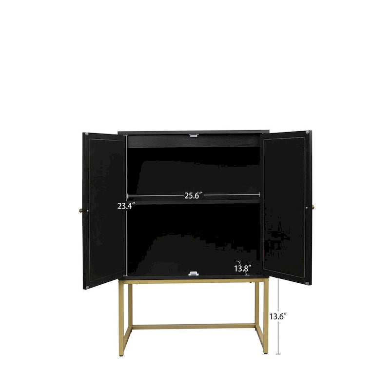 2-Door High Cabinet with Adjustable Shelf, Free Standing Storage Cabinet for Living Room Bedroom