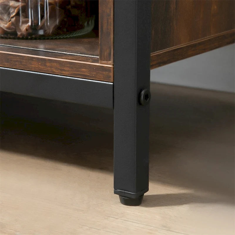Kitchen Buffet Cabinet with Sliding Barn Doors and Adjustable Shelves