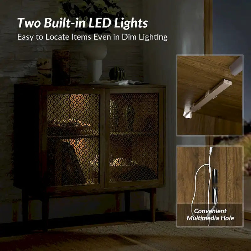 32" Tall 2-Door Accent Cabinet with LED Light