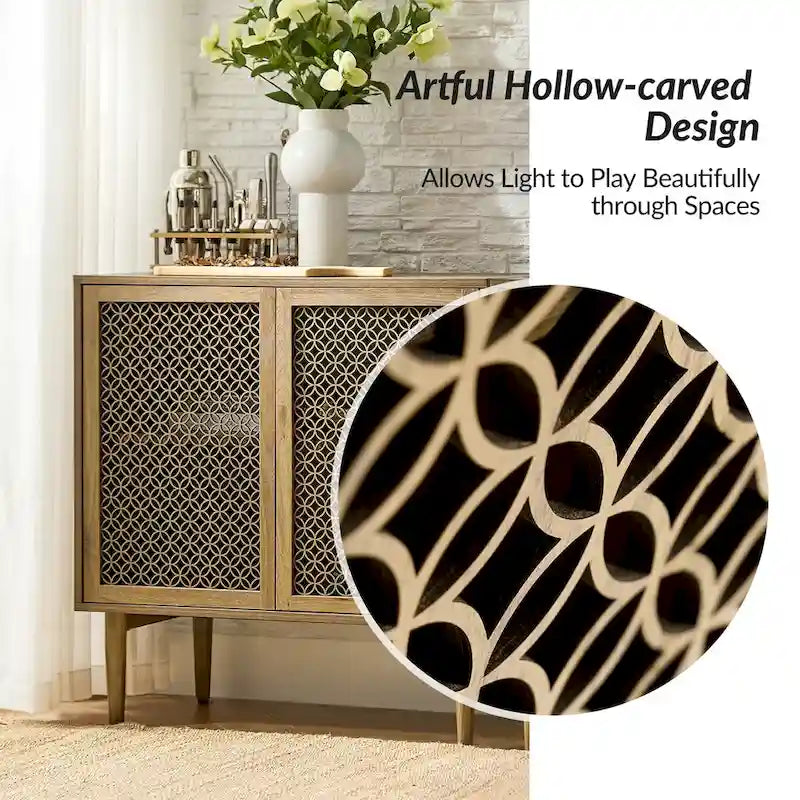 32" Tall 2-Door Accent Cabinet with LED Light