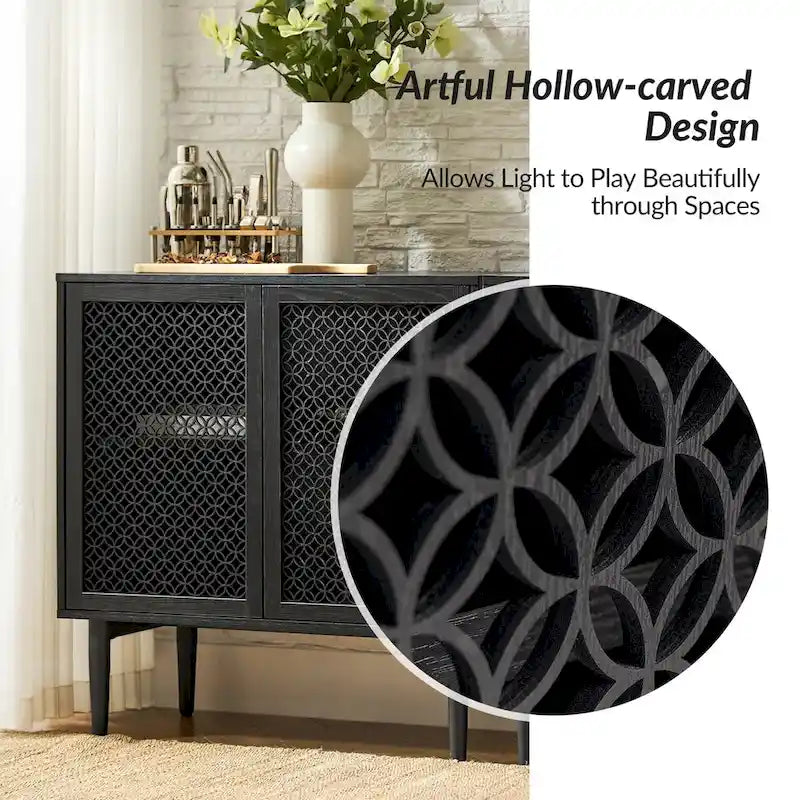 32" Tall 2-Door Accent Cabinet with LED Light