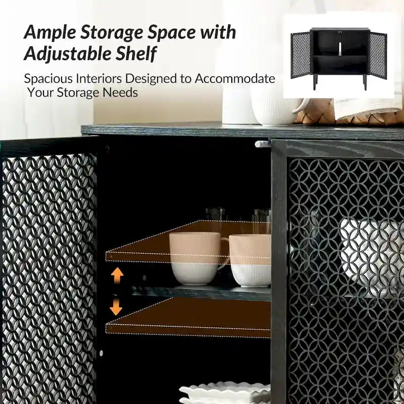 32" Tall 2-Door Accent Cabinet with LED Light