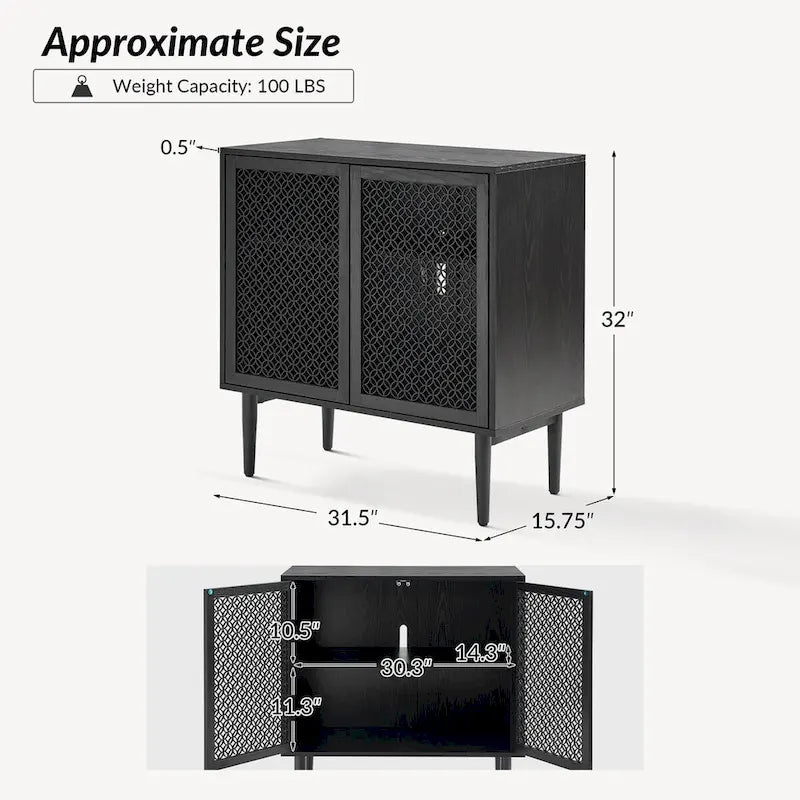 32" Tall 2-Door Accent Cabinet with LED Light