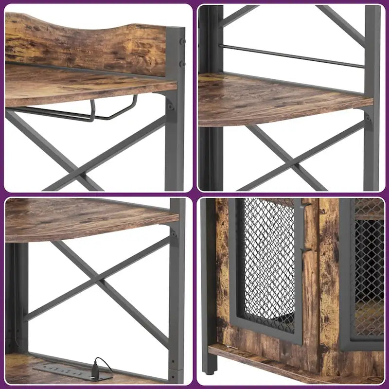 Eck-Buffetschrank aus Holz mit Aufsatzschrank