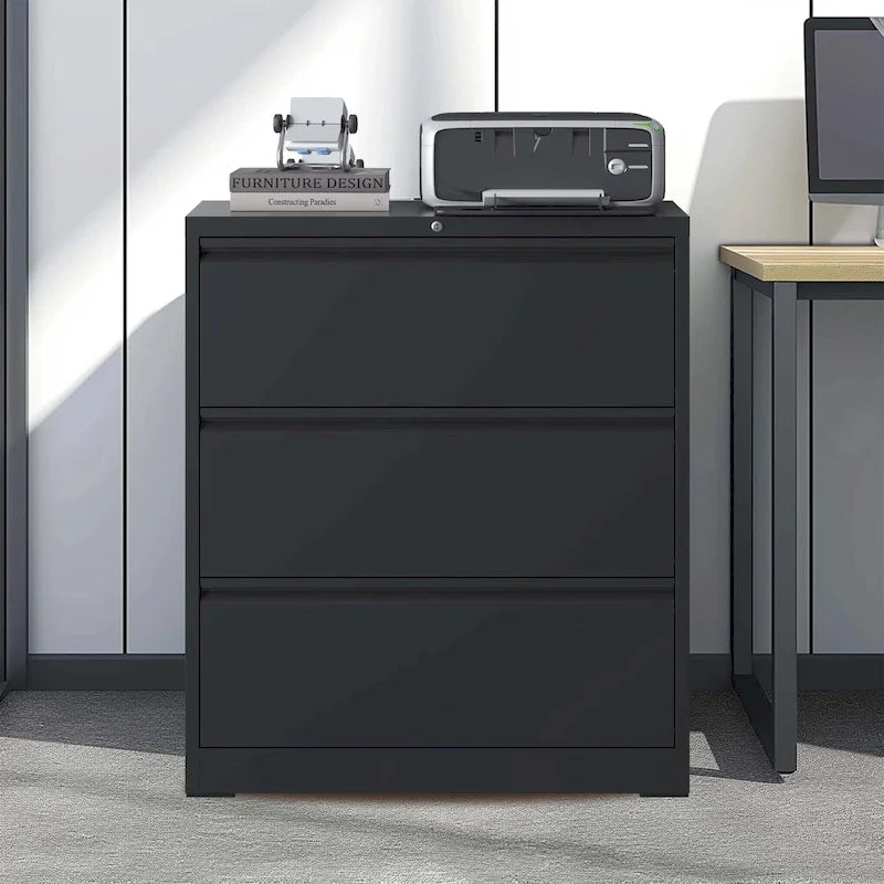 3-Drawer Metal Filing Cabinet with Lock