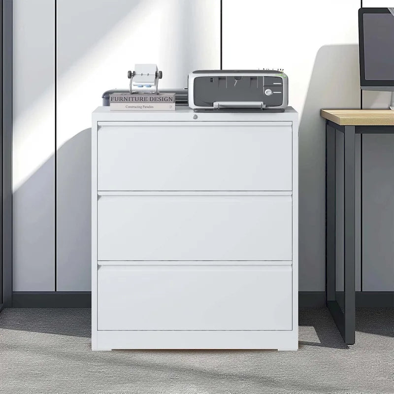 3-Drawer Metal Filing Cabinet with Lock