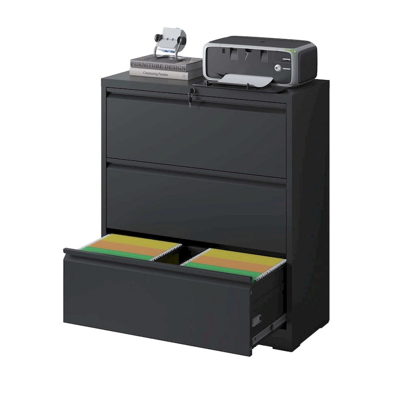 3-Drawer Metal Filing Cabinet with Lock