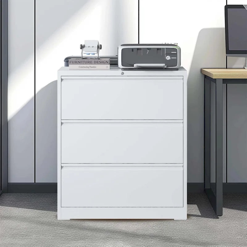 3-Drawer Metal Filing Cabinet with Lock