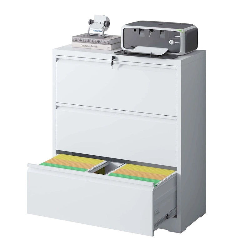 3-Drawer Metal Filing Cabinet with Lock