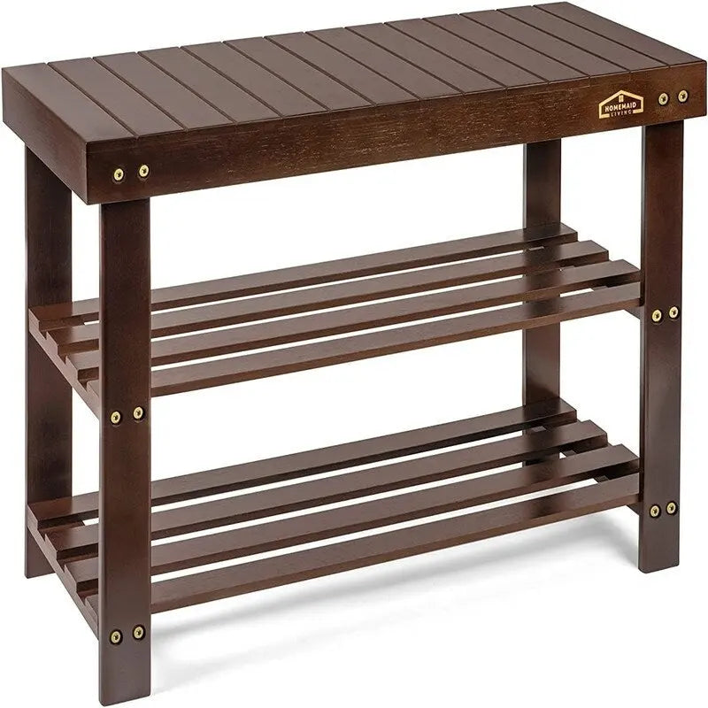 3-Tier Shoe Rack with Bench - 11D x 27.6W x 17.7H