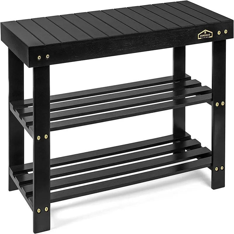 3-Tier Shoe Rack with Bench - 11D x 27.6W x 17.7H