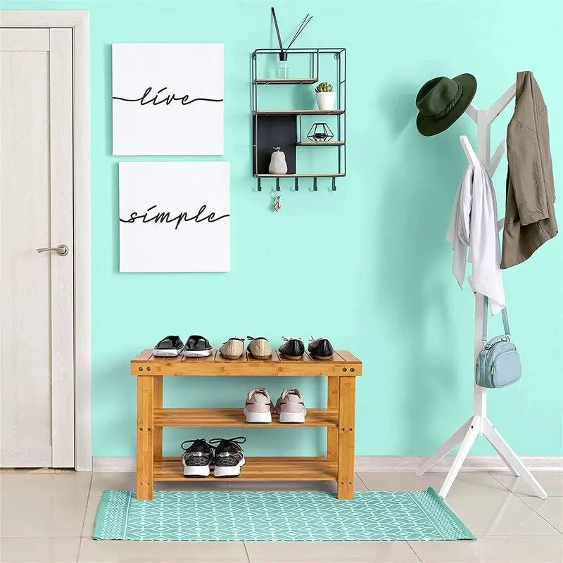 3-Tier Shoe Rack with Bench - 11D x 27.6W x 17.7H