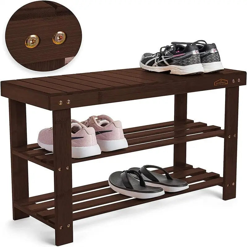 3-stufiger Schuhständer mit Sitzbank - 11D x 27.6W x 17.7H