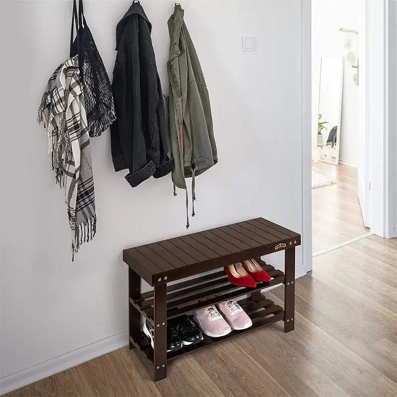 3-stufiger Schuhständer mit Sitzbank - 11D x 27.6W x 17.7H