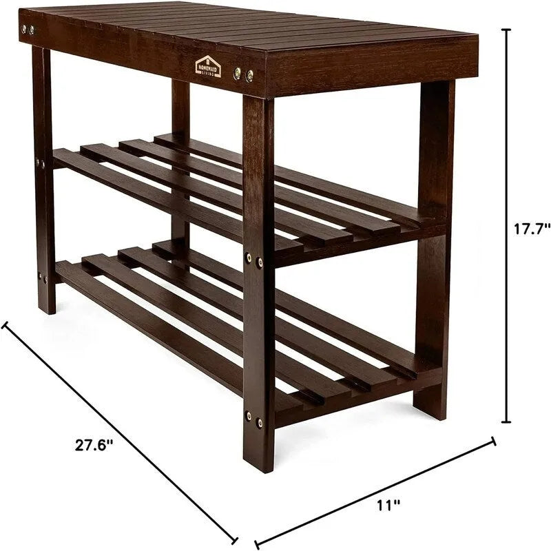 3-stufiger Schuhständer mit Sitzbank - 11D x 27.6W x 17.7H