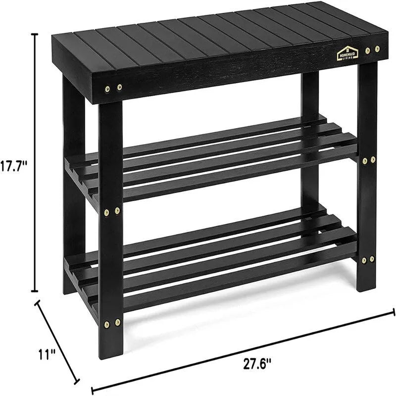 3-stufiger Schuhständer mit Sitzbank - 11D x 27.6W x 17.7H