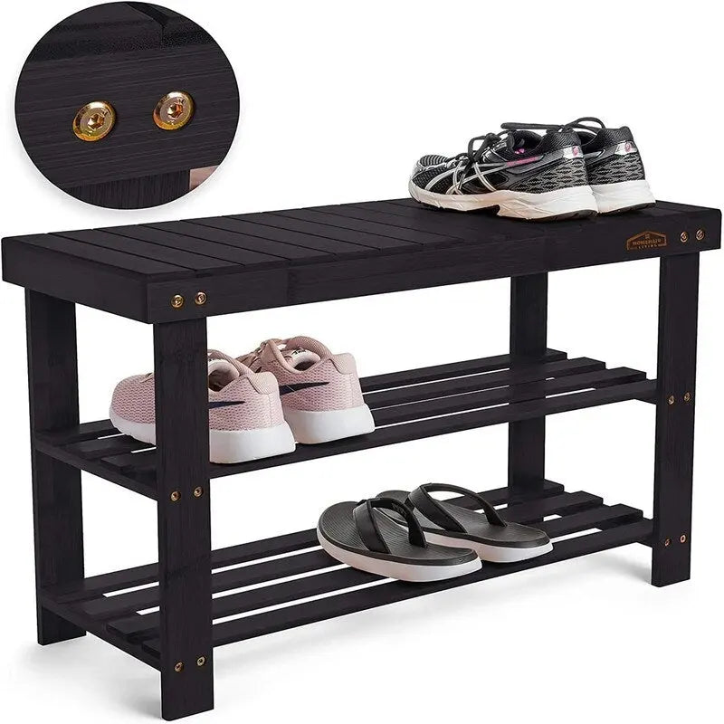 3-stufiger Schuhständer mit Sitzbank - 11D x 27.6W x 17.7H