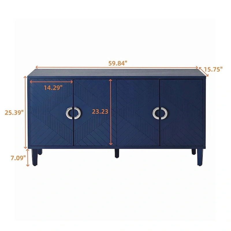 60-Inch-Sideboard mit 4 Türen und Stauraum