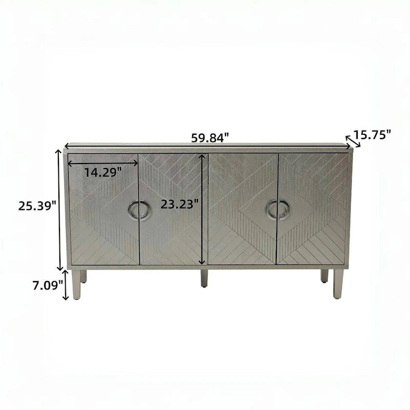 60-Inch-Sideboard mit 4 Türen und Stauraum