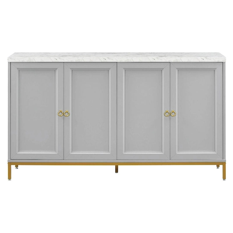 Faux Marble Top Sideboard with Ample Storage for Dining Room
