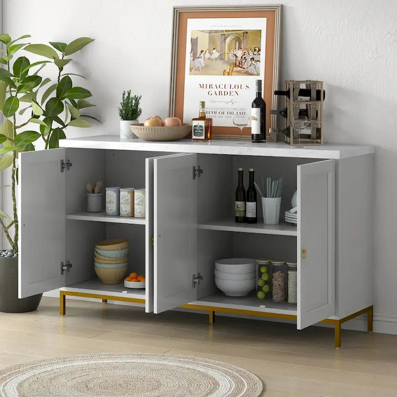 Anrichte mit Kunstmarmorplatte und reichlich Stauraum für das Esszimmer