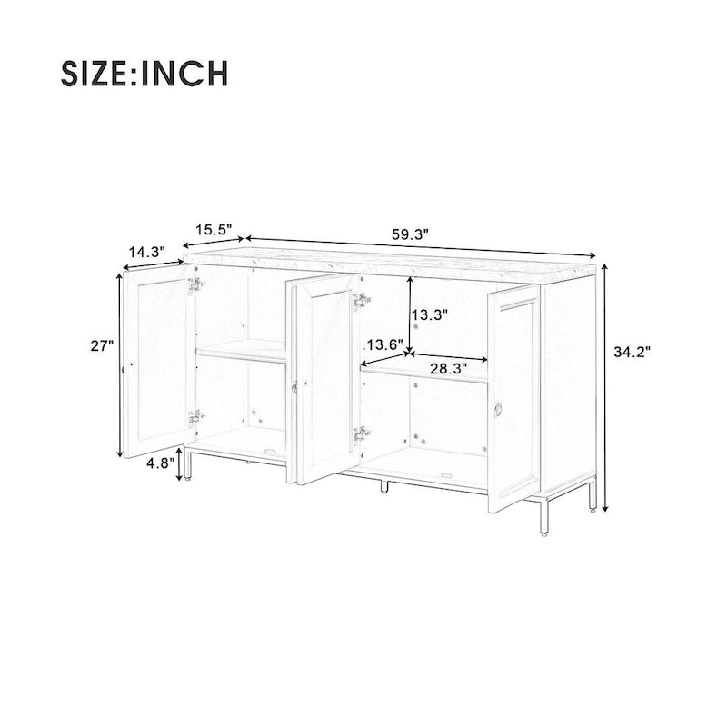 Anrichte mit Kunstmarmorplatte und reichlich Stauraum für das Esszimmer