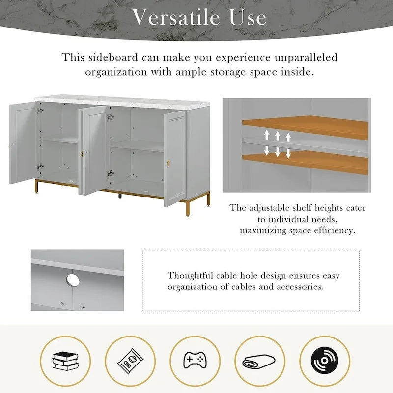 Anrichte mit Kunstmarmorplatte und reichlich Stauraum für das Esszimmer