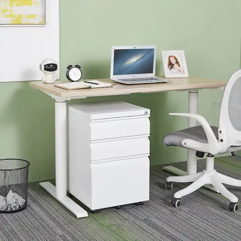 3-Drawer Mobile Filing Cabinet with Lock, Anti-Tilt Wheels, Rolling Locking Office Cabinet Under Desk