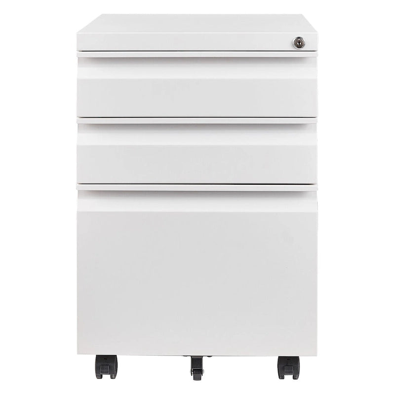 3-Drawer Mobile Filing Cabinet with Lock, Anti-Tilt Wheels, Rolling Locking Office Cabinet Under Desk