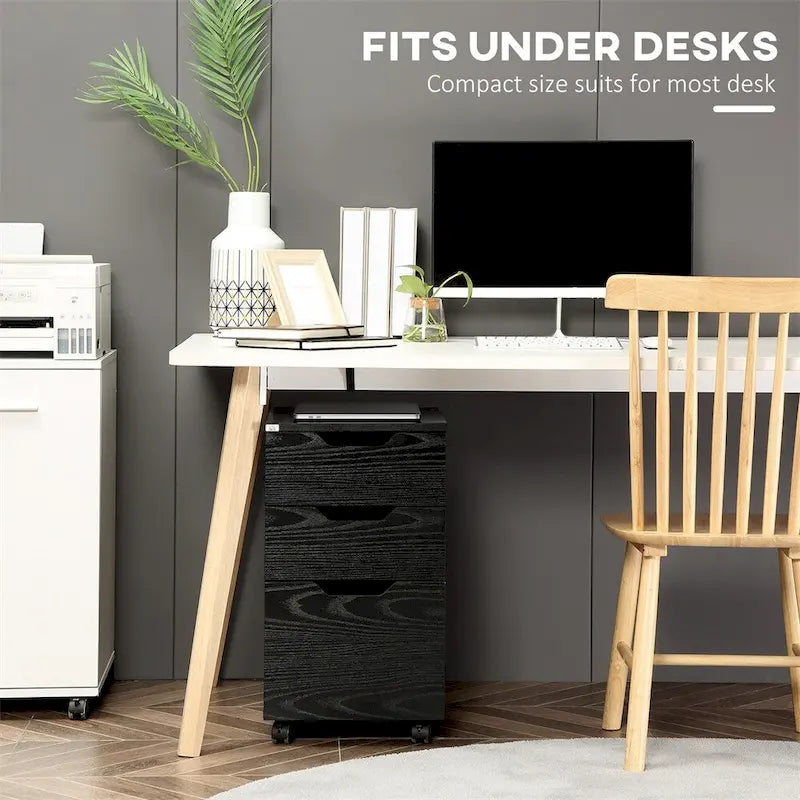 3 Drawer Under Desk Storage Cabinet with Wheels