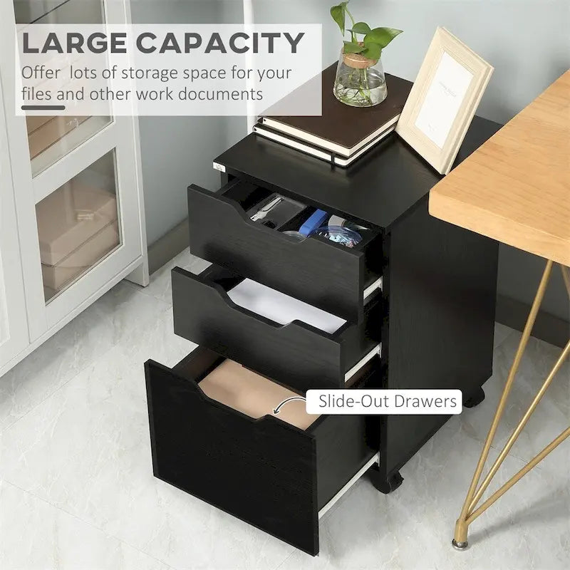 3 Drawer Under Desk Storage Cabinet with Wheels