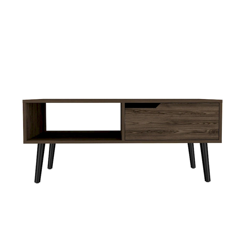 1-Drawer 1-Shelf 12-Bottle Wine Cabinet Dark Walnut