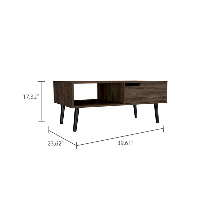 1-Drawer 1-Shelf 12-Bottle Wine Cabinet Dark Walnut