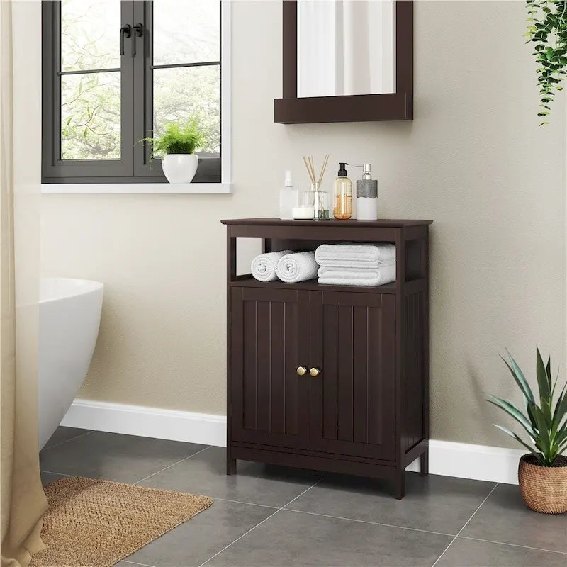 Bathroom Storage Cabinet with Adjustable Shelf Floor Rack