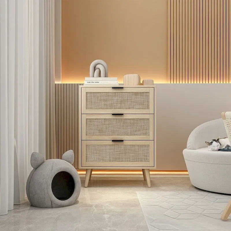 3 Drawer Cabinet Night Stand for Bedroom and Living Room
