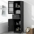 Tall Bathroom Cabinet, Freestanding Storage Cabinet with Drawer and Doors, Black