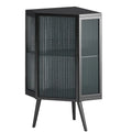 Floor Corner Linen Cabinet with Tempered Glass Door, 22.25 in. W x 16.54 in. D x 31.5 in. H